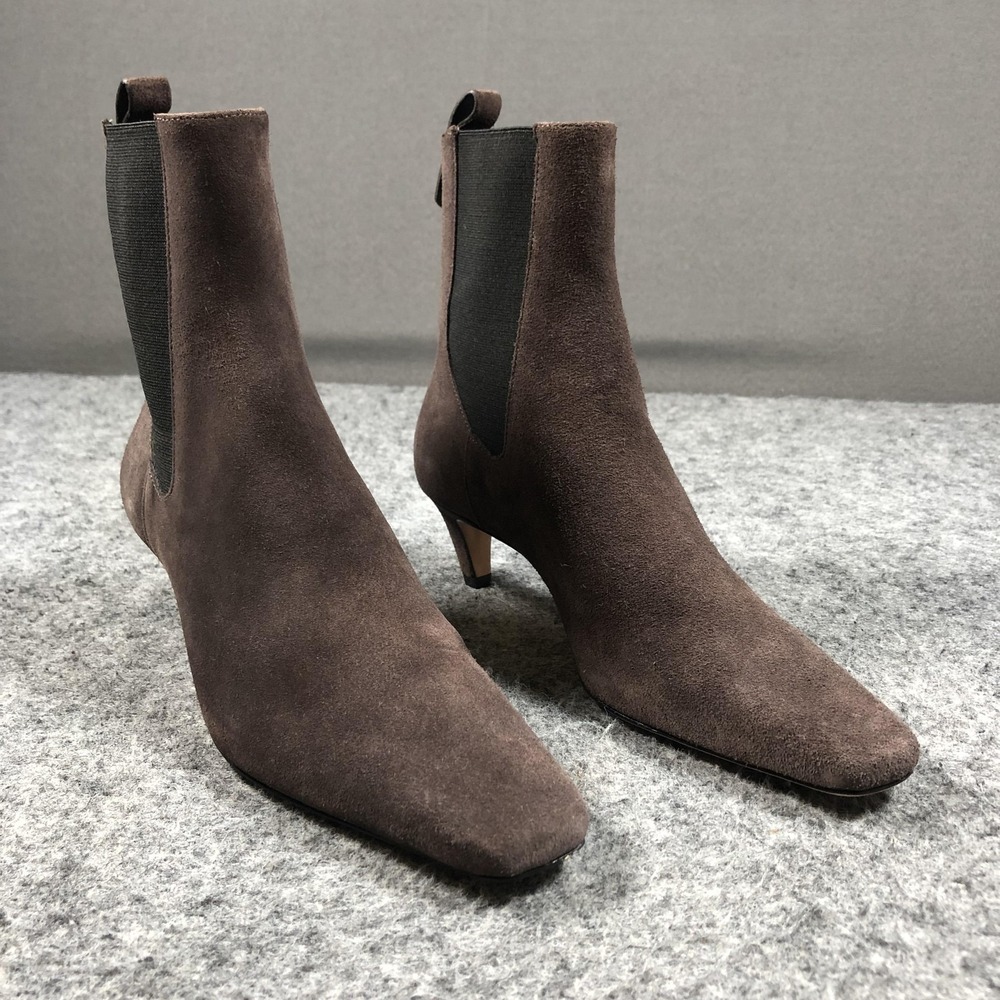 Reformation Roberta Chelsea Booties Womens 7 Brown Suede Kitten Heel Pull On
